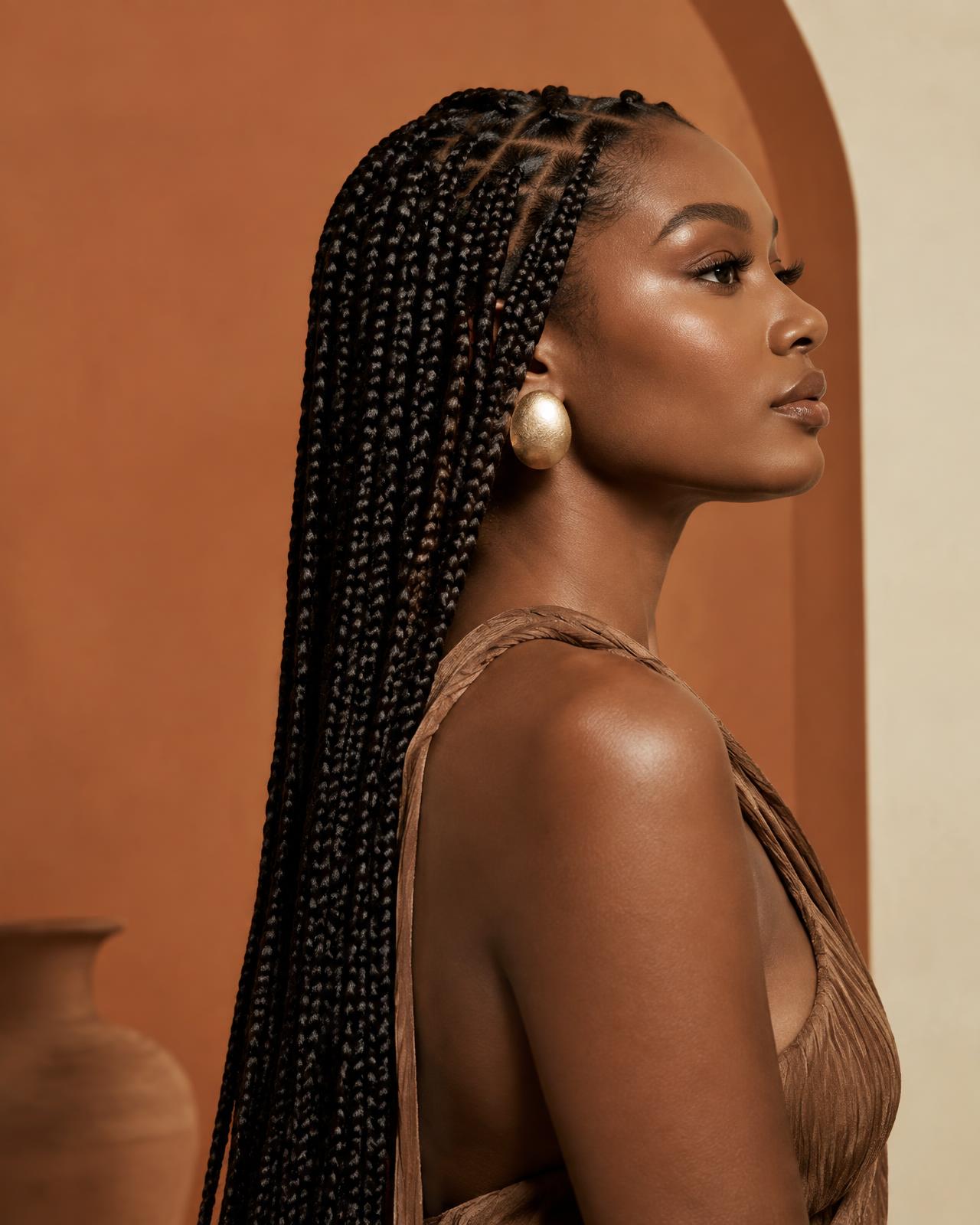 Cliente com tranças afro feitas pela Francoise Braid Hairstyle